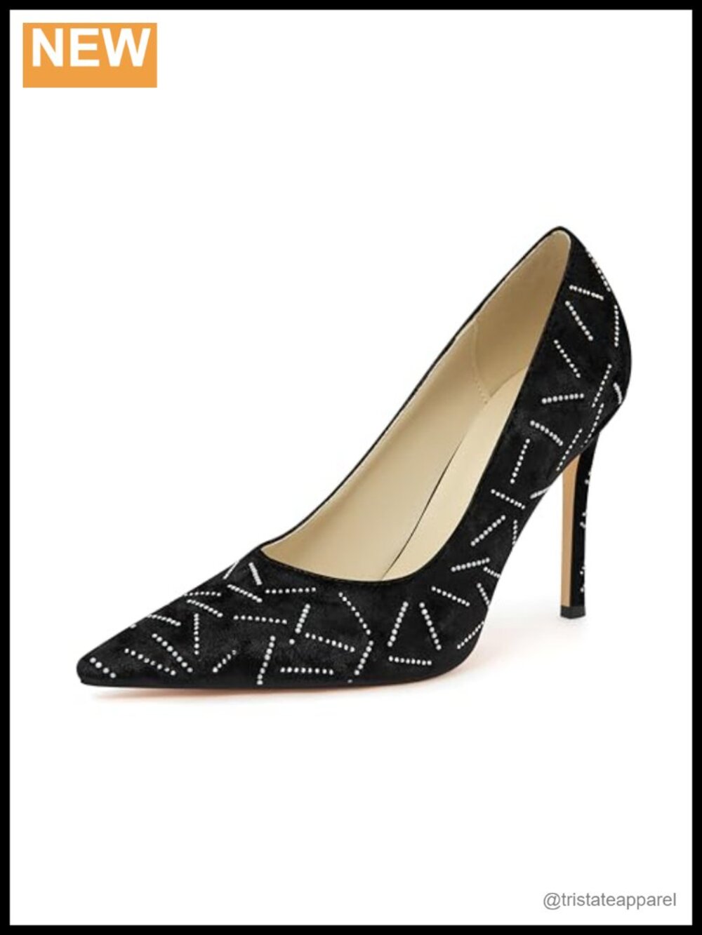 Suede Rhinestone Pointed Toe Stiletto Heels Elegant Dress Pumps